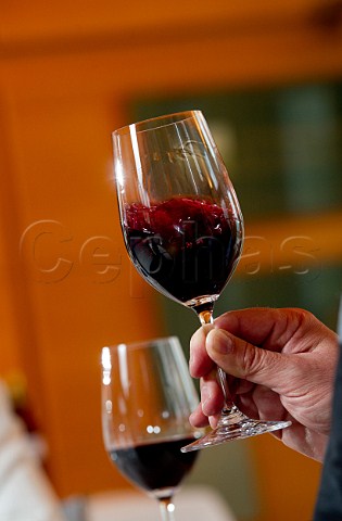 Swirling wine in glass  Chteau BraneCantenac Margaux France Mdoc  Bordeaux