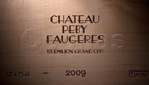 Wooden case of Chteau PbyFaugres 2009 StEtiennedeLisse near Saintmilion Gironde France Stmilion  Bordeaux