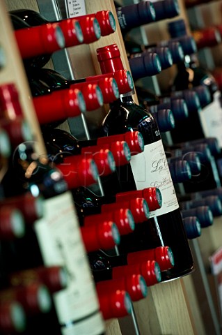 Bottles on display in the Maison du Vin of Saintmilion Gironde France  Stmilion  Bordeaux