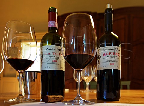 Bottles of Barbera dAsti from Marchesi Alfieri  San Martino Alfieri Piemonte Italy