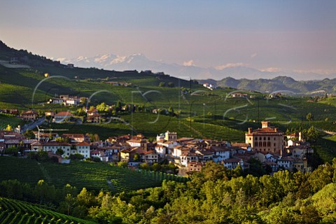 Town of Barolo surrounded by vineyards Piemonte Italy  Barolo