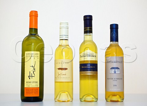 Bottles of sweet wine from Austria Spatlese Auslese Beerenauslese and Ausbruch