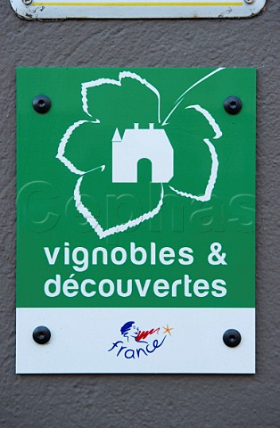 Vignobles  Dcouvertes wine sign on wall of M Chapoutier TainlHermitage Drme France