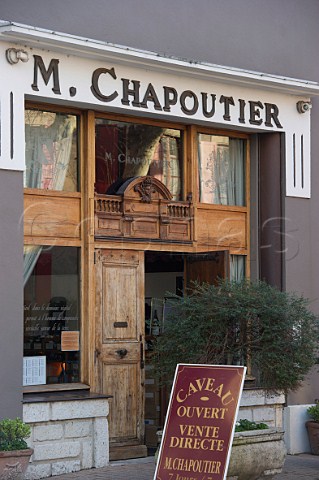 Entrance to wine sales and tasting room of M Chapoutier TainlHermitage Drme France