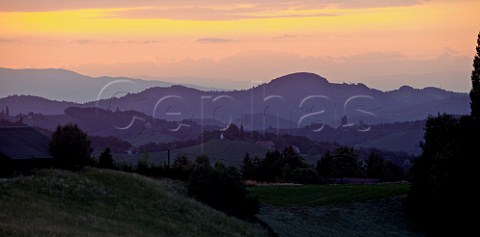 Sunset over vineyards near Ratsch an der Weinstrasse Steiermark Austria  Sdsteiermark
