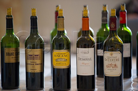 Margaux wines at the En Primeur tasting of the 2011 vintage at Chteau Dauzac Margaux France Bordeaux