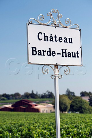 Sign in vineyard of Chteau BardeHaut Stmilion Gironde France Saintmilion  Bordeaux