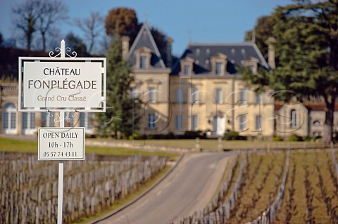 Chteau Fonplgade with sign in its vineyard Stmilion Gironde France  Saintmilion  Bordeaux