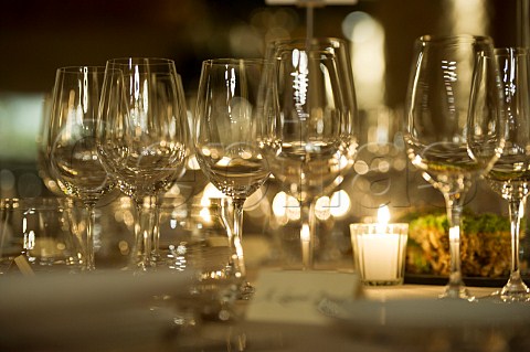 Wine glasses on table