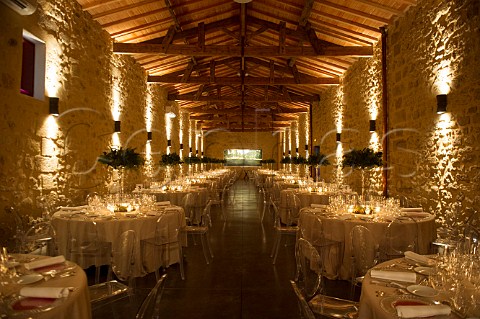 Tables set for the 30th Anniversary dinner of the Association des Grand Crus Classs de Saintmilion at Chteau Fonroque Stmilion Gironde France