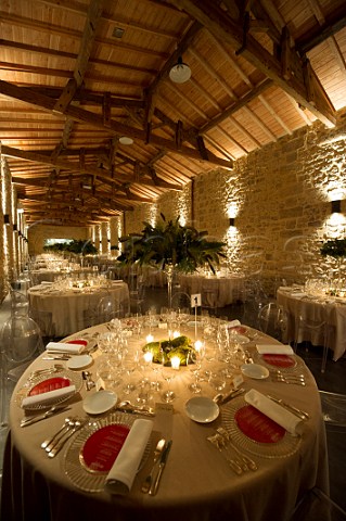 Tables set for the 30th Anniversary dinner of the Association des Grand Crus Classs de Saintmilion at Chteau Fonroque Stmilion Gironde France