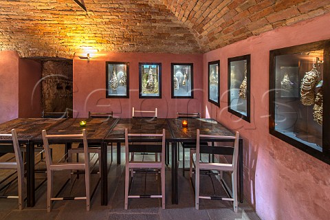 Salami as art in dining room of Le Case della Saracca  Monforte dAlba Piemonte Italy