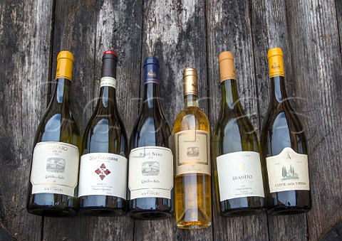 Bottles of Antinori wines from Castello della Sala Sala Umbria Italy