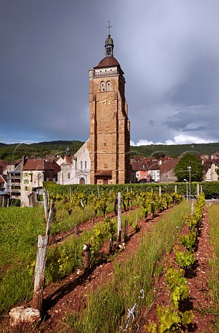 glise Saint Just and vineyard in Arbois Jura France