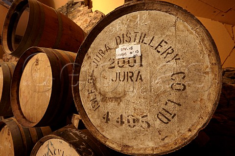 Old Jura whisky barrel used for ageing Vin Jaune in loft of Domaine Andr et Mireille Tissot MontignylsArsures Jura France  Arbois
