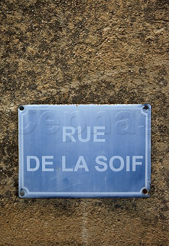 Sign for Rue de la Soif in village of ChteauChalon Jura France