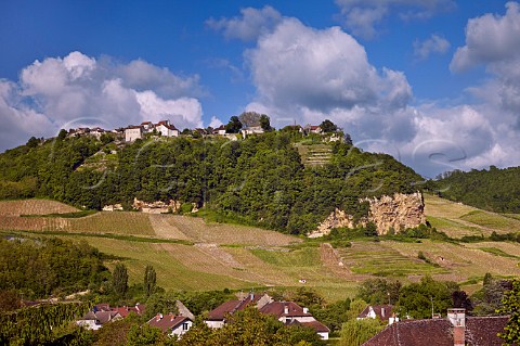 Village of ChteauChalon viewed over the rooftops of Voiteur Jura France