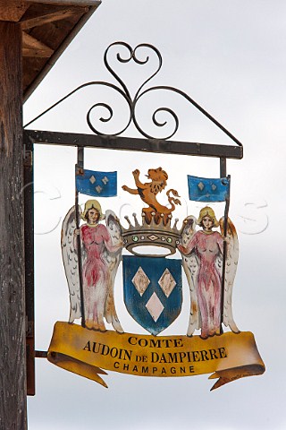 Sign for Champagne Comtes de Dampierre Chenay Marne France