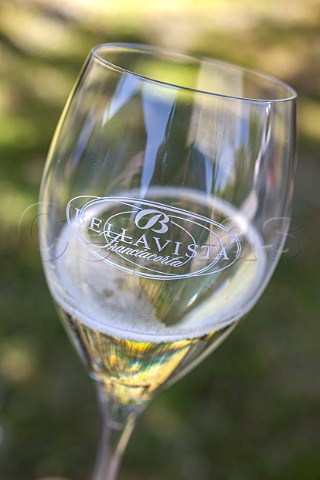 Glass of Bellavista sparkling wine Franciacorta Lombardy Italy