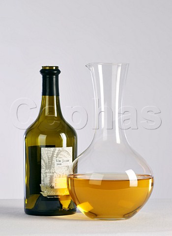 Bottle and decanter of Domaine Pignier Vin Jaune   Ctes du Jura