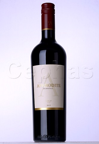 Bottle of 2012 Aphrodite Merlot of Lapostolle Colchagua Valley Chile