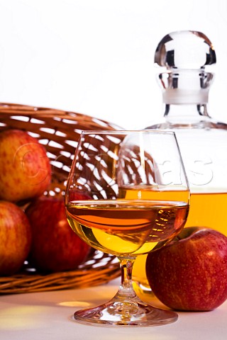 Glass of Calvados with apples