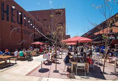 Beer garden at the Anheuser Busch Budweiser brewery St Louis Missouri USA