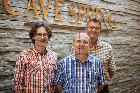 LR Tom Pennachetti  managing partner Angelo Pavan  winemaker Len Pennachetti  president Cave Spring Cellars Jordan Ontario Canada Niagara Peninsula