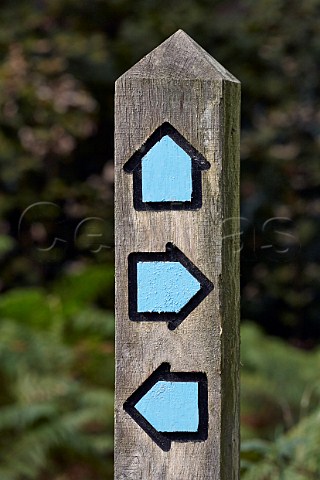 Bridleway direction post Bookham Common Surrey England