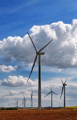 Wind turbines near Chablis Yonne France