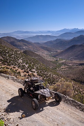 Baja 1000 race car from The Gentleman Driver on a road in Las Chinchillas National Reserve Chile