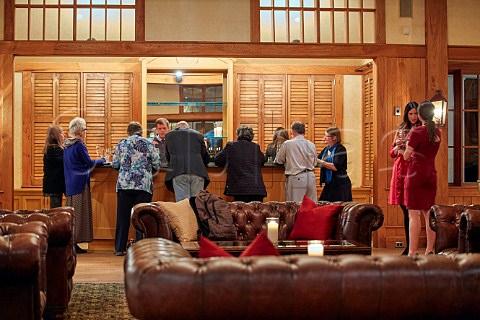 Group of wine writers tasting wines in the Carriage House of Trump Winery  Charlottesville Virginia USA