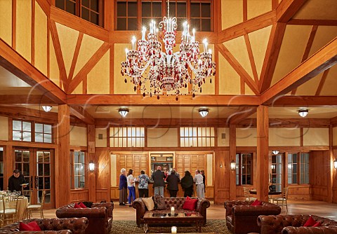 Group of wine writers tasting wines in the Carriage House of Trump Winery  Charlottesville Virginia USA