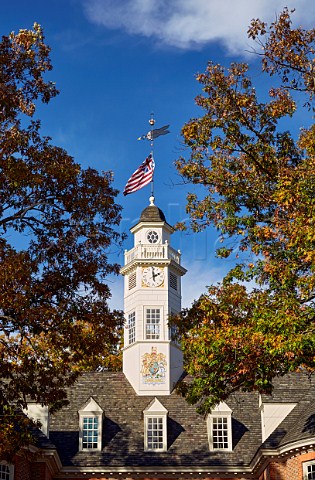 The Capitol Building flying the Grand Union flag  Colonial Williamsburg Virginia USA