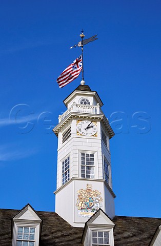 The Capitol Building flying the Grand Union flag  Colonial Williamsburg Virginia USA