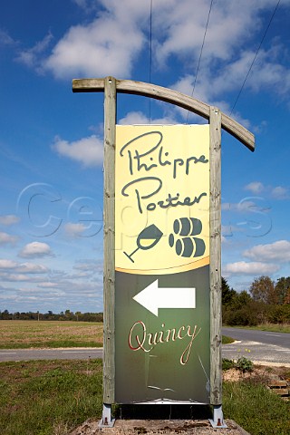 Sign to winery of Philippe Portier Brinay Cher France  Quincy