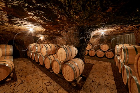 Barrel cellar of Domaine de la Taille aux Loups which has been dug out of the tuffeau subsoil Husseau IndreetLoire France  MontlouissurLoire