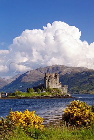 Eilean Donan Castle at the conjuction of Loch Duich Loch Alsh and Loch Long  Dornie Ross and Cromarty Scotland