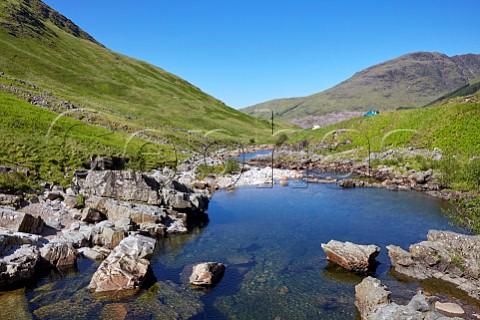 Camping by the River Etive in Glen Etive Argyllshire Scotland