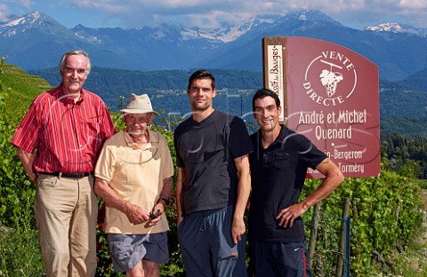 Michel Quenard with father Andr and sons Romain and Guillaume  Domaine Andr et Michel Quenard Chignin Savoie France Coteau de Tormry  Chignin