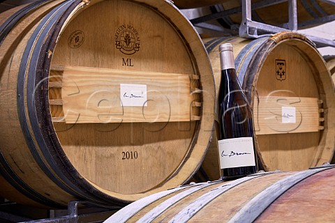 Older barrels used for ageing Mondeuse La Brova in winery of Domaine Louis Magnin Arbin Savoie France