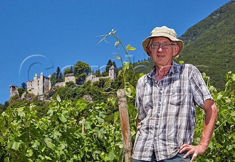 Philippe Grisard in his vineyard below Chteau de Miolans which is planted with Mondeuse Rouge Mondeuse Blanche and Mondeuse Gris  Maison Philippe Grisard Cruet Savoie France