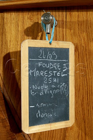 Foudre holding Roussette de Savoie cru Marestel in winery of Domaine Dupasquier Aimavigne Jongieux Savoie France