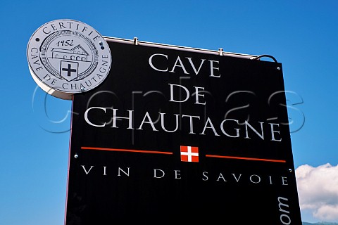Sign at Cave de Chautagne cooperative winery Ruffieux Savoie France