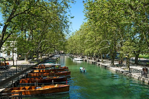 Boats on canal in Annecy HauteSavoie France