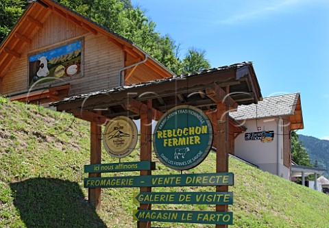Signs by the Reblochon cheese cooperative Le Farto de Thnes HauteSavoie France