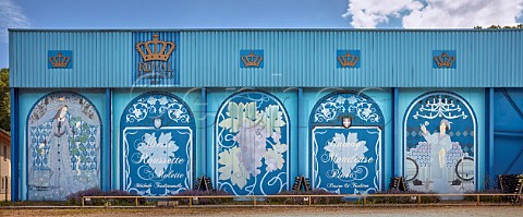 Murals on wall of the Royal Seyssel winery Seyssel HauteSavoie France