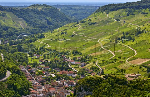 View over village of Cerdon and its vineyards  Ain France  Cru Cerdon  Bugey