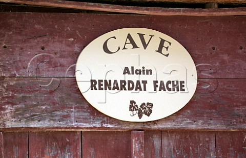 Sign over cellar door of Domaine RenardatFache in village of Mrignat Ain France  Cru Cerdon  Bugey