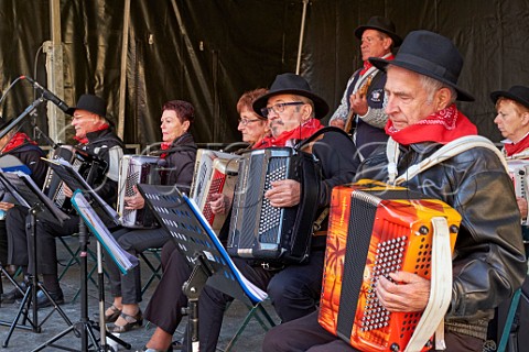 Folk group playing during the Retour des Alpages festival Annecy HauteSavoie France